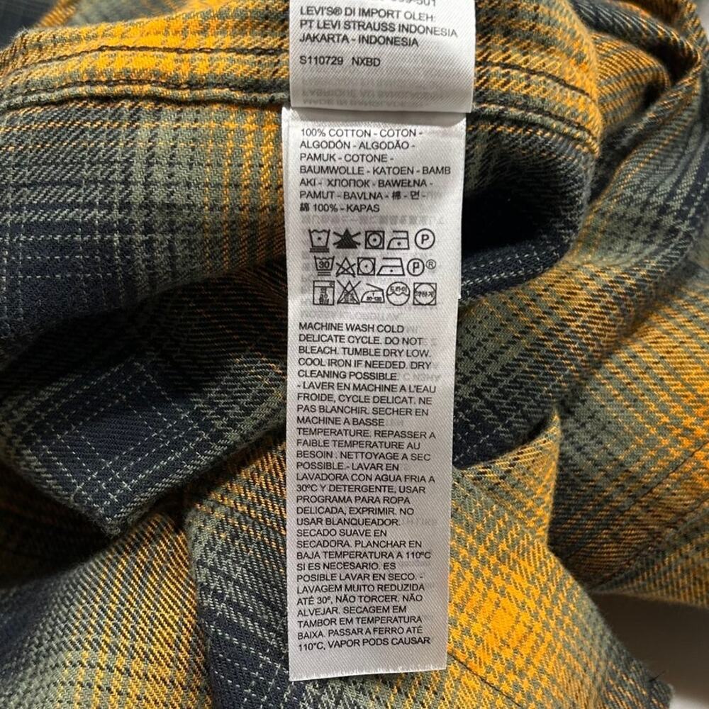 Levi’s Yellow Black Plaid Flannel Shirt Relaxed Fit Button Up Men’s XXL NWT - Picture 5 of 9